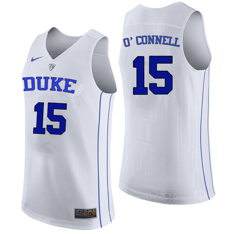Men Duke Blue Devils #15 Alex O'Connell College Basketball Jerseys Sale-White - Click Image to Close